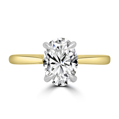 Laboratory Grown, Oval Solitaire & Diamond Detailed, 18ct Yellow Gold Diamond Ring, 2.10ct