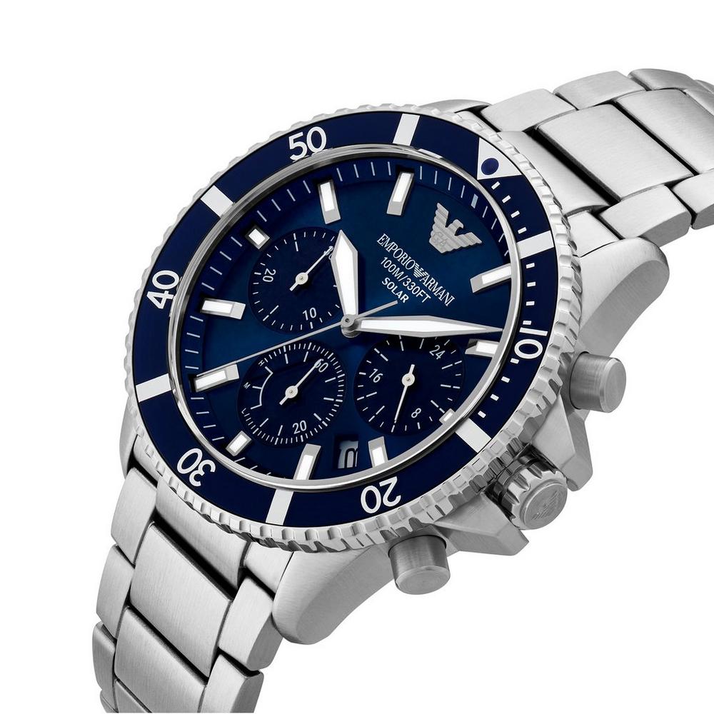Emporio Armani 43mm Diver Chronographic Blue Steel Watch