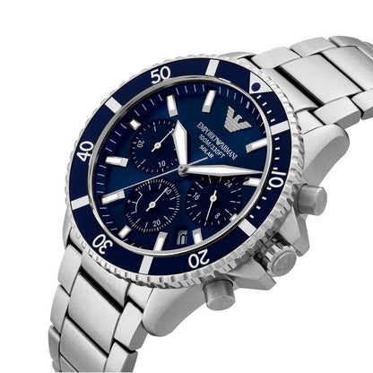 Emporio Armani 43mm Diver Chronographic Blue Steel Watch