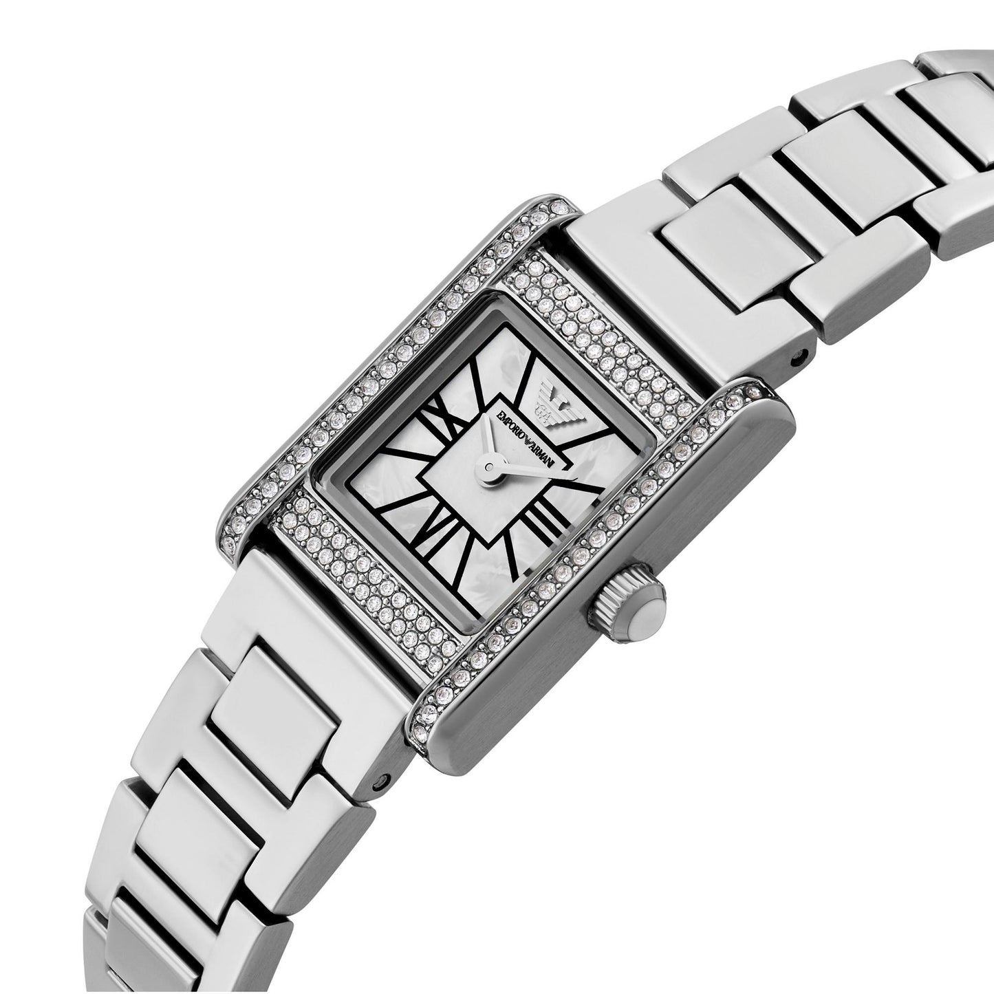 Emporio Armani 26mm Ladies Genni Silver Mother of Pearl Dial Bracelet Watch