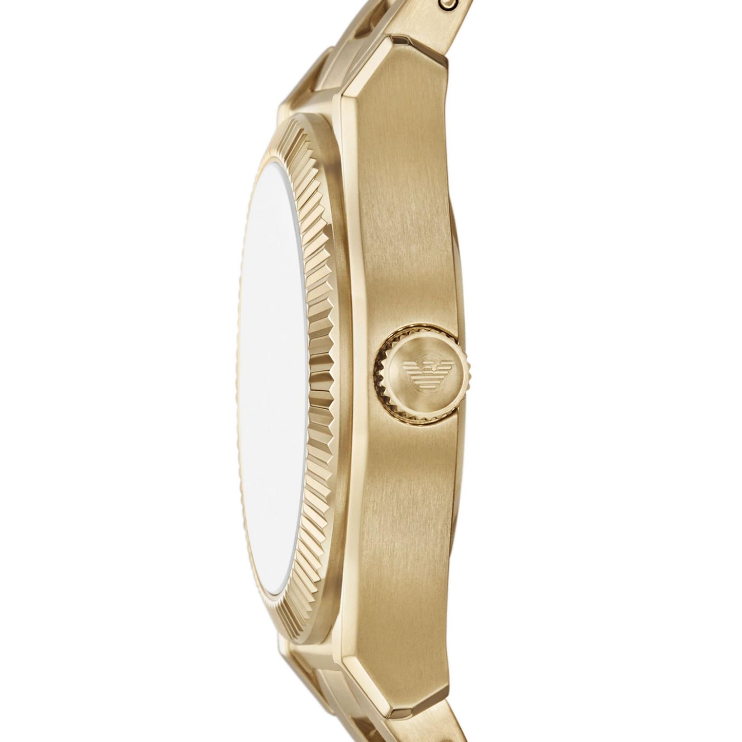 Emporio Armani 32mm Federica Gold Tone Mother of Pearl Link Watch