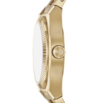 Emporio Armani 32mm Federica Gold Tone Mother of Pearl Link Watch