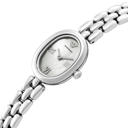 Emporio Armani 24mm Ladies Sinfonia Silver Tone Mother of Pearl Dial Link Watch