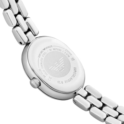 Emporio Armani 24mm Ladies Sinfonia Silver Tone Mother of Pearl Dial Link Watch