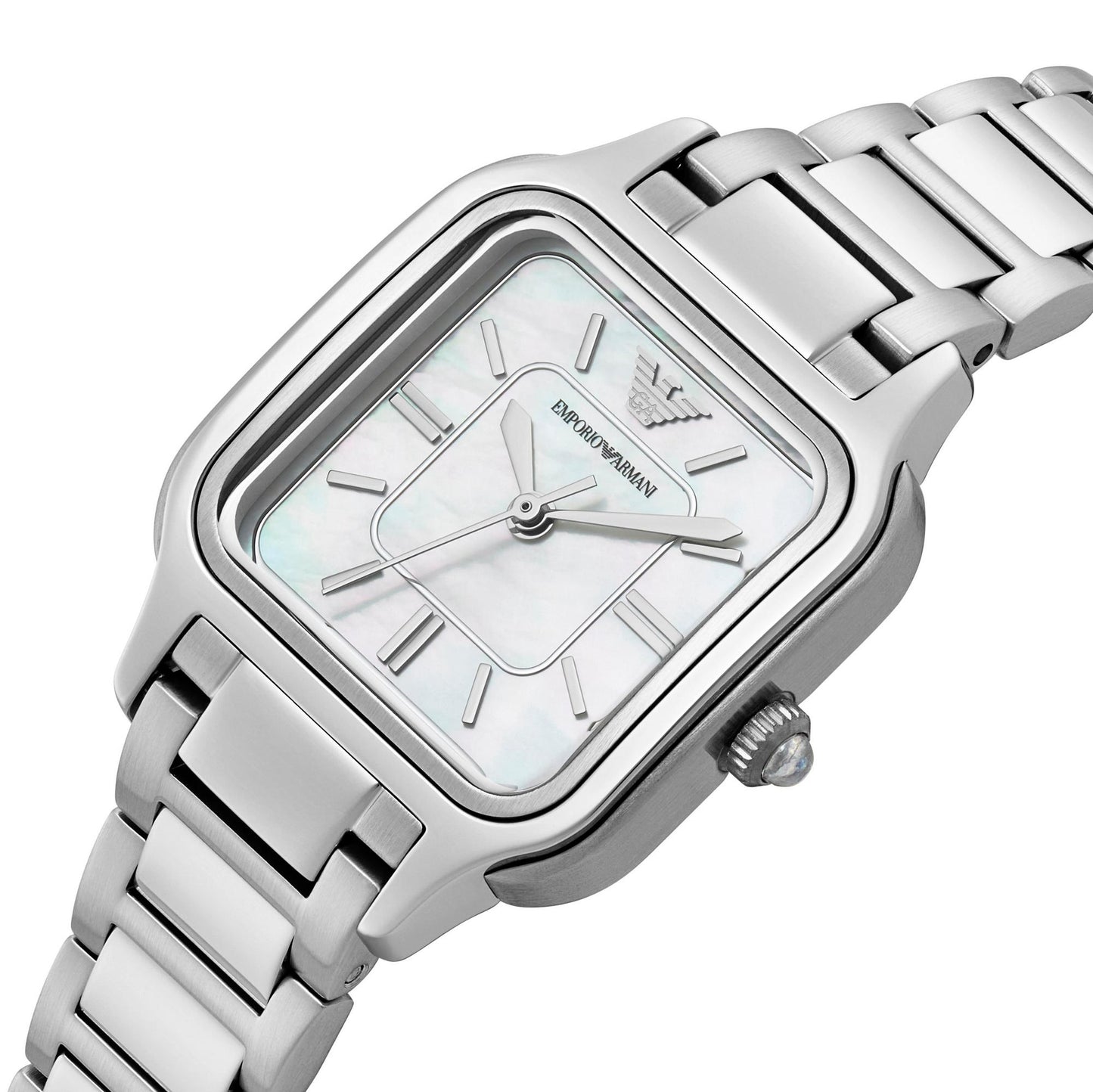 Emporio Armani 35mm Ladies Cecilia Mother of Pearl Dial Silver Bracelet Watch