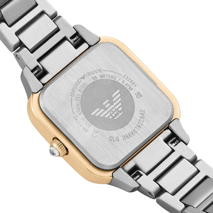 Emporio Armani 35mm Ladies Cecilia Mother of Pearl Dial Two Tone Yellow Gold & Silver Bracelet Watch