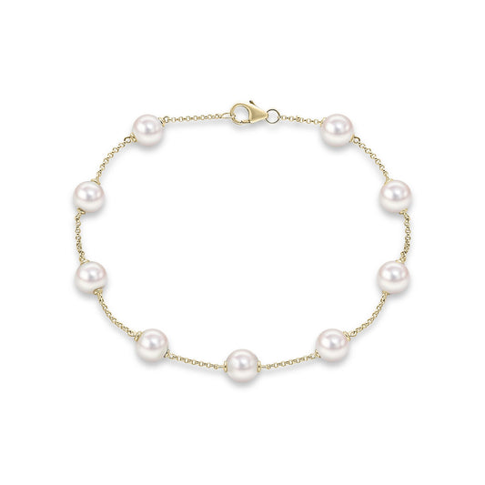 9ct Yellow Gold Akoya Pearl Multi Bracelet