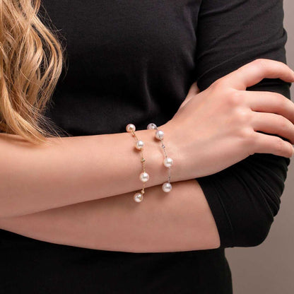 18ct Yellow Gold Akoya Pearl & Diamond Bracelet