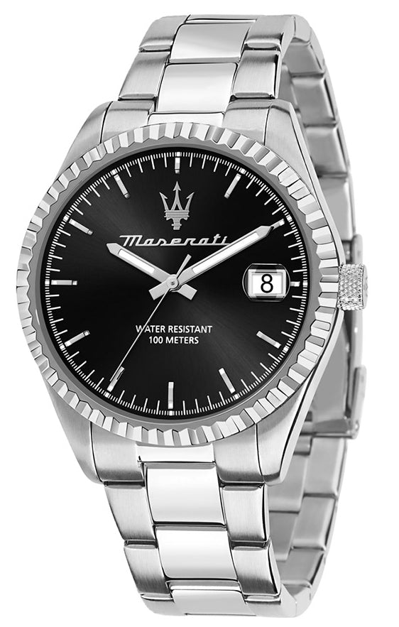 Maserati 43mm Competizione Black Dial Date Window Stainless Steel Watch