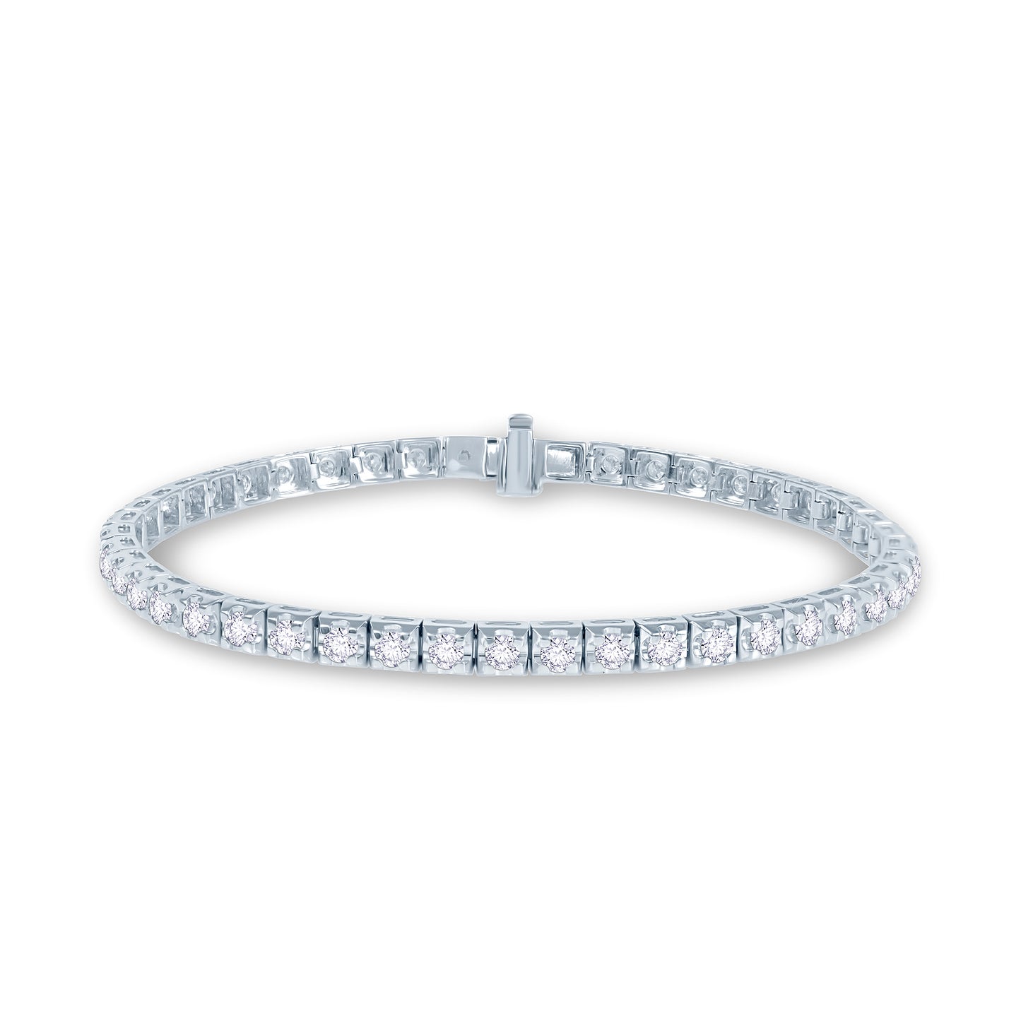 18ct White Gold Illusion Tennis Line Bracelet, 3.00ct