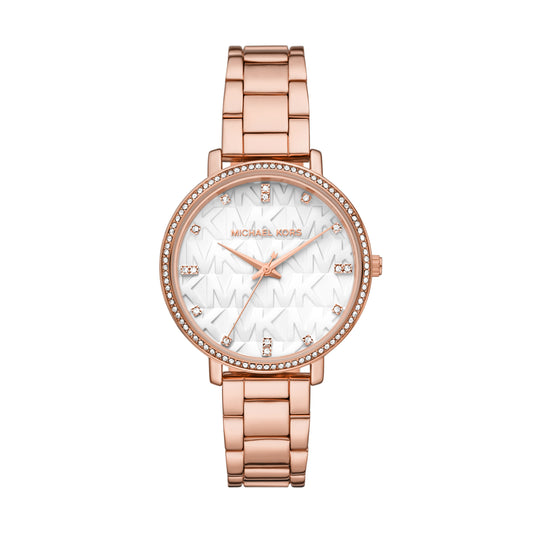 Michael Kors 39mm Ladies Pyper Rose Gold Tone Stainless Steel Watch
