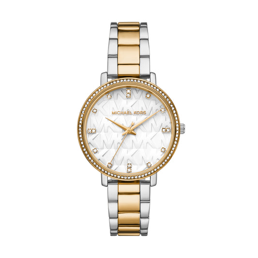 Michael Kors 39mm Ladies Pyper Two Tone Stainless Steel Bracelet Watch