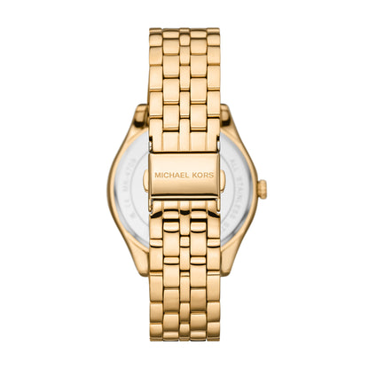 Michael Kors 38mm Ladies Harlowe Three-Hand Pavé Gold-Tone Watch