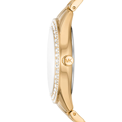 Michael Kors 38mm Ladies Harlowe Three-Hand Pavé Gold-Tone Watch