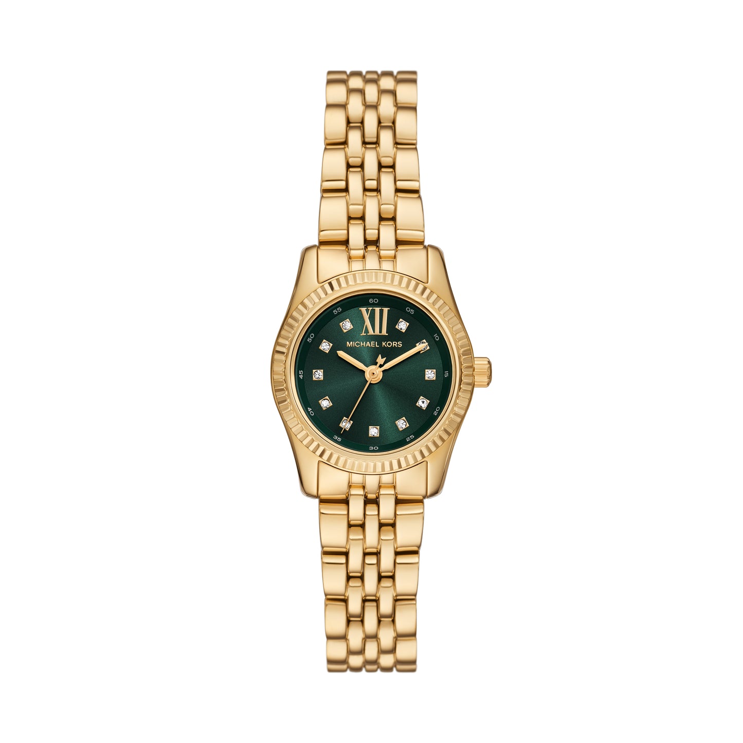 Michael Kors 26mm Ladies Petite Lexington Pavé Green Dial Gold-Tone Watch