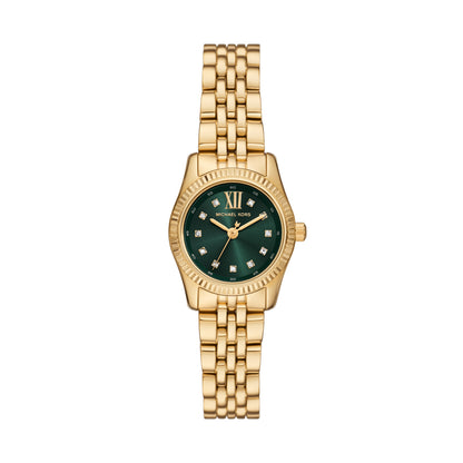 Michael Kors 26mm Ladies Petite Lexington Pavé Green Dial Gold-Tone Watch