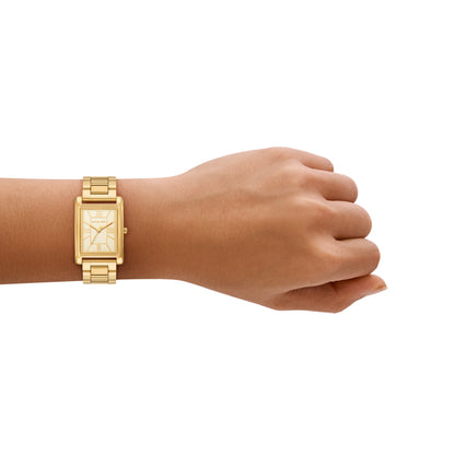 Michael Kors 26mm Ladies Essex Gold-Tone Rectangle Dial Watch