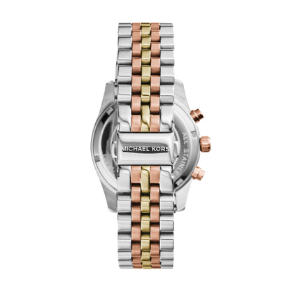 Michael Kors 38mm Ladies Lexington Silver & Rose Gold Tone Stainless Steel Bracelet Watch