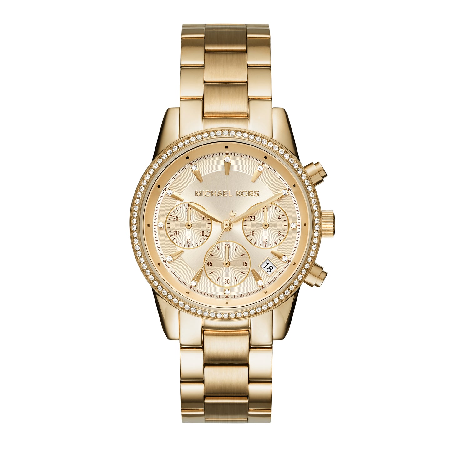 Michael Kors 37mm Ladies Ritz Chronograph Gold-Tone Stainless Steel Watch