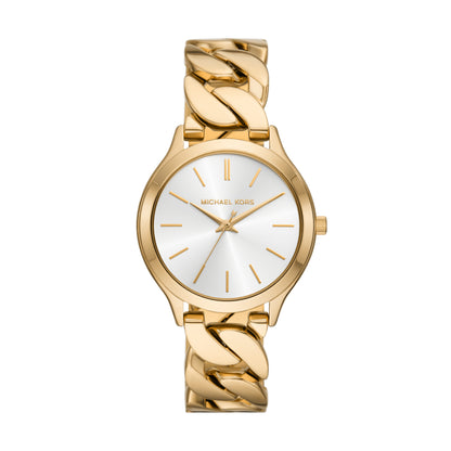 Michael Kors 38mm Ladies Slim Runway Curb Gold-Tone Link Watch