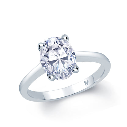 Laboratory Grown Diamond Oval Solitaire Platinum Band, 1.48ct