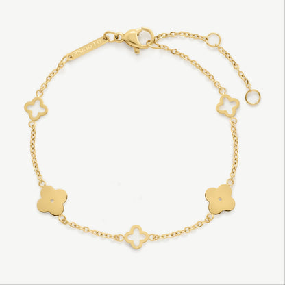 D.LOUISE Yellow Gold Plate Multi Clover Bracelet