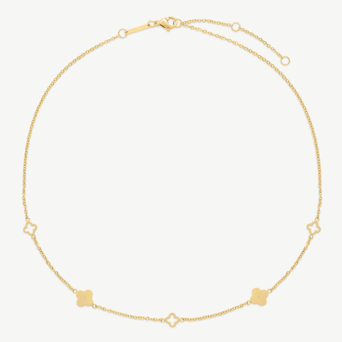 D.LOUISE Yellow Gold Plate Multi Clover Necklace
