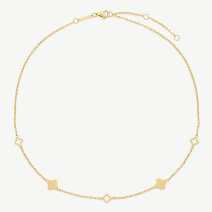 D.LOUISE Yellow Gold Plate Multi Clover Necklace
