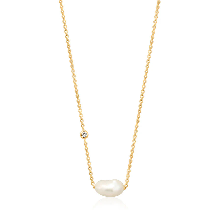 Ania Haie Yellow Gold Plated Baroque Pearl Necklace