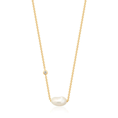 Ania Haie Yellow Gold Plated Baroque Pearl Necklace