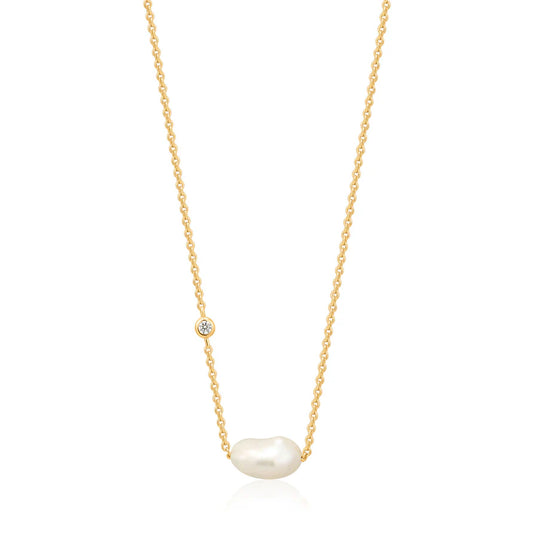 Ania Haie Yellow Gold Plated Baroque Pearl Necklace