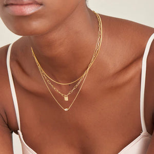 Ania Haie Yellow Gold Plate Chunky Padlock CZ Necklace