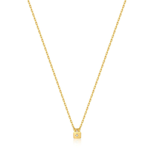 Ania Haie Gold Plate Petite CZ Padlock Necklace