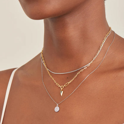 Ania Haie Rhodium Plated Silver Glam Disc CZ Necklace