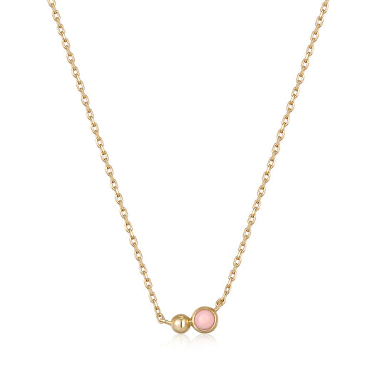 Ania Haie Yellow Gold & Rose Quartz Orb Necklace