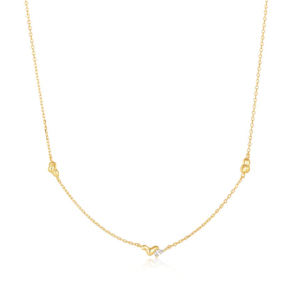 Ania Haie Gold Plate Twisted Wave CZ Necklace