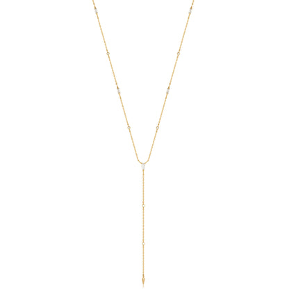 Ania Haie Gold Plate Sparkle Point Y CZ Lariat Necklace