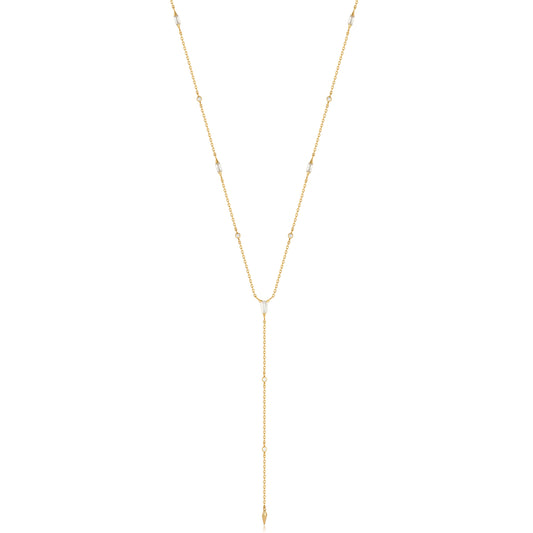 Ania Haie Gold Plate Sparkle Point Y CZ Lariat Necklace
