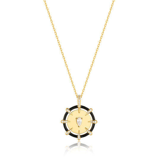Ania Haie Gold Plate Sparkle Point CZ Medallion Necklace