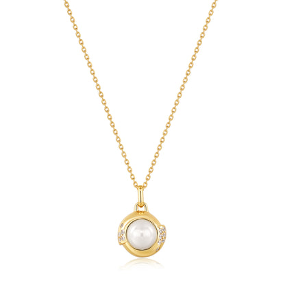 Ania Haie Yellow Gold Plated Pearl & CZ Sphere Necklace