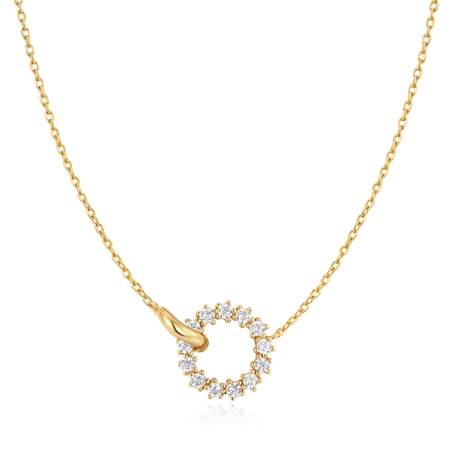 Ania Haie Yellow Gold Plate CZ Pavé Circle Necklace