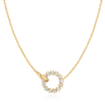 Ania Haie Yellow Gold Plate CZ Pavé Circle Necklace