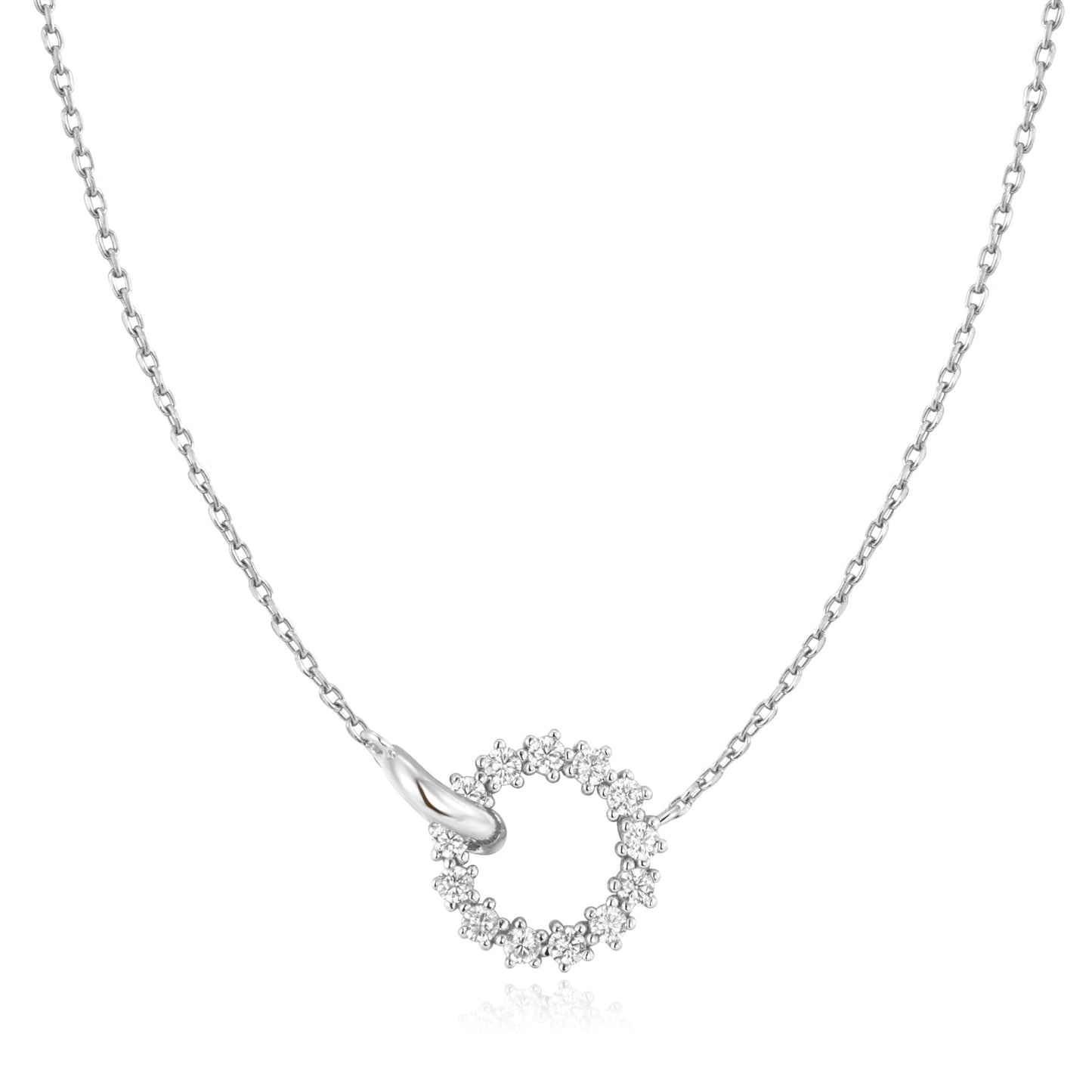 Ania Haie Rhodium Plated Silver CZ Pavé Circle Necklace