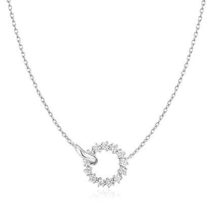 Ania Haie Rhodium Plated Silver CZ Pavé Circle Necklace