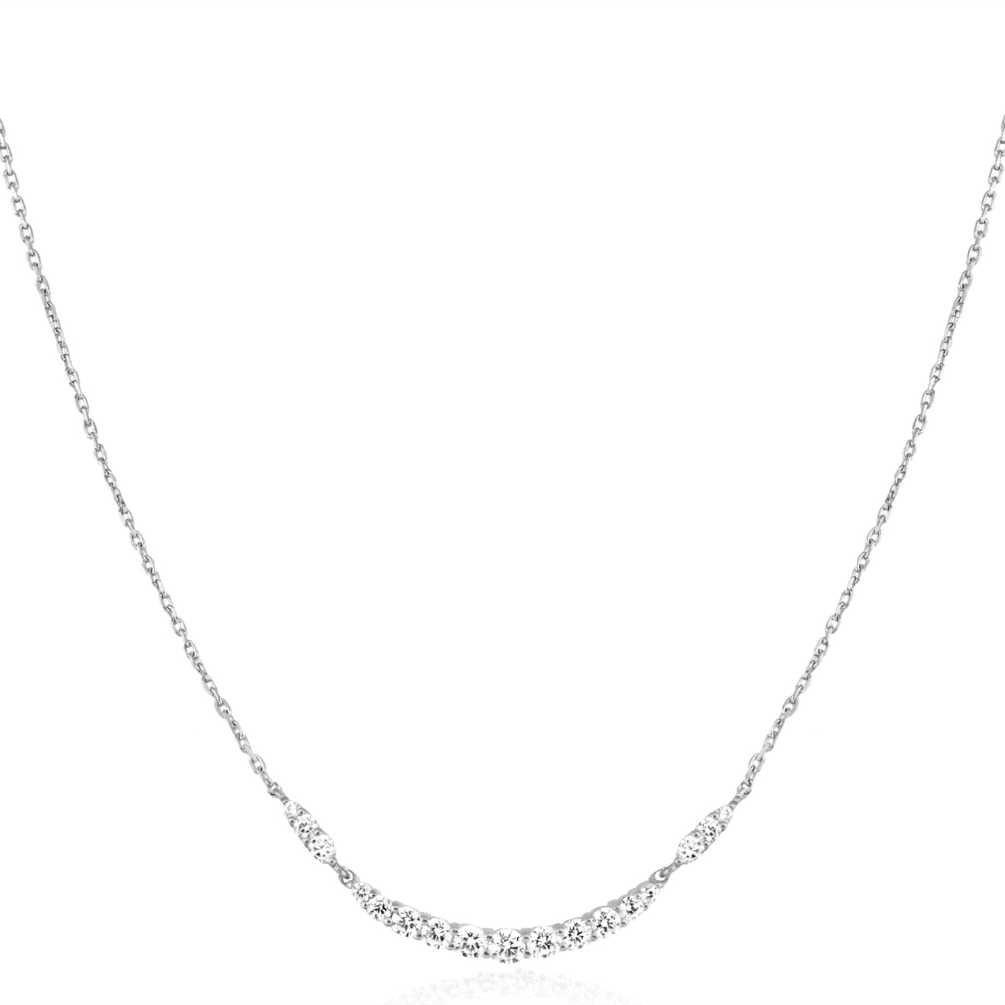 Ania Haie Rhodium Plated Silver CZ Pavé Arc Necklace