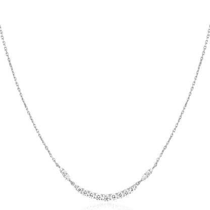 Ania Haie Rhodium Plated Silver CZ Pavé Arc Necklace