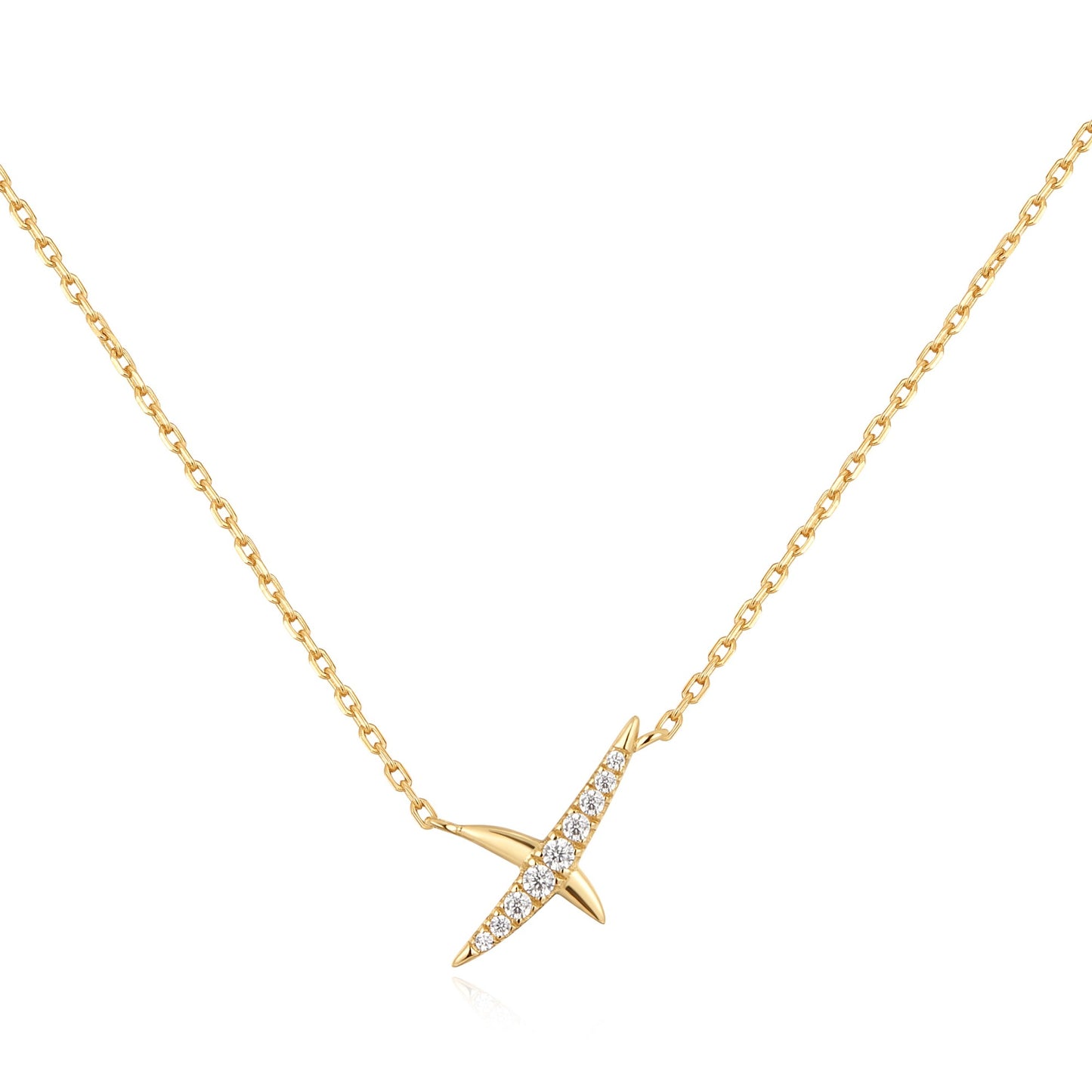 Ania Haie Yellow Gold Plate CZ Kiss Pavé Necklace