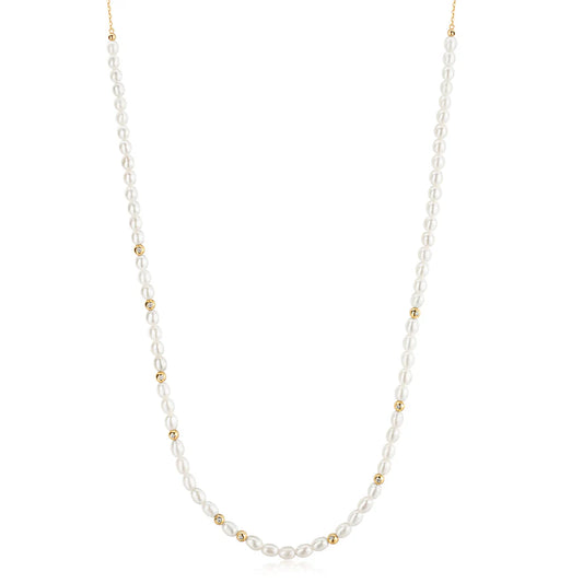 Ania Haie Silver Pearl & White CZ Slider Necklace