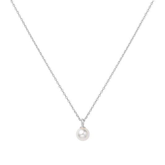 Ania Haie Rhodium Plated Silver Shell Pearl Drop Pendant Necklace