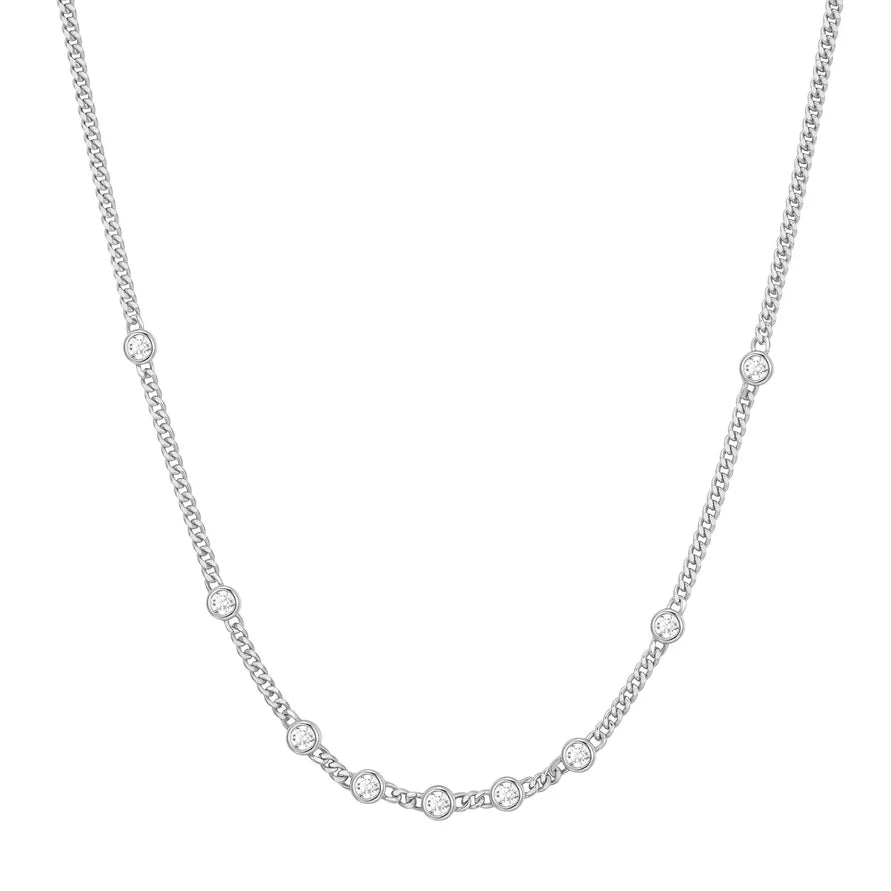 Ania Haie Sterling Silver Multi Station Round Stone Chain Necklace